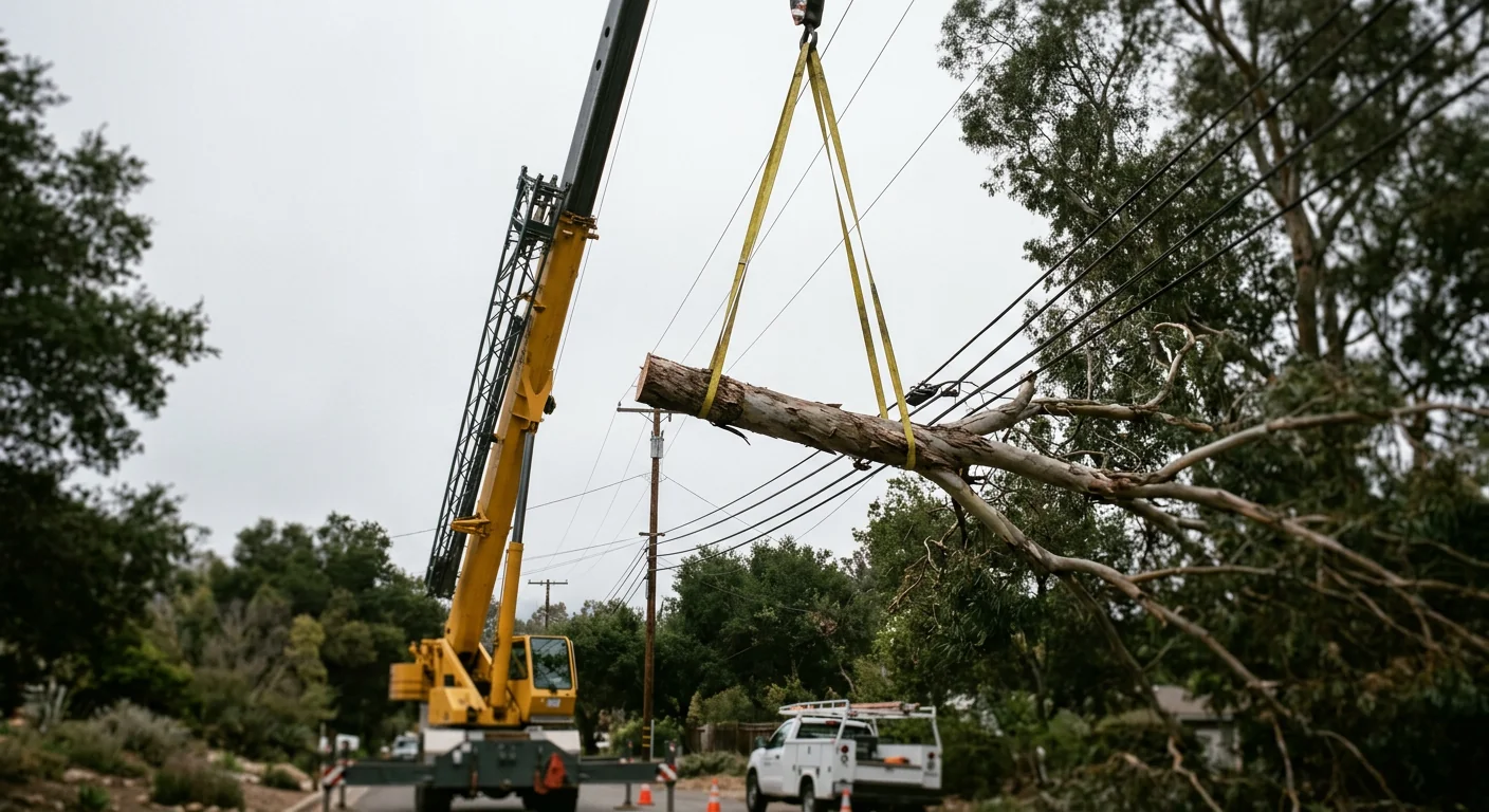 Storm-Damaged Eucalyptus Removal Near Power Corridor