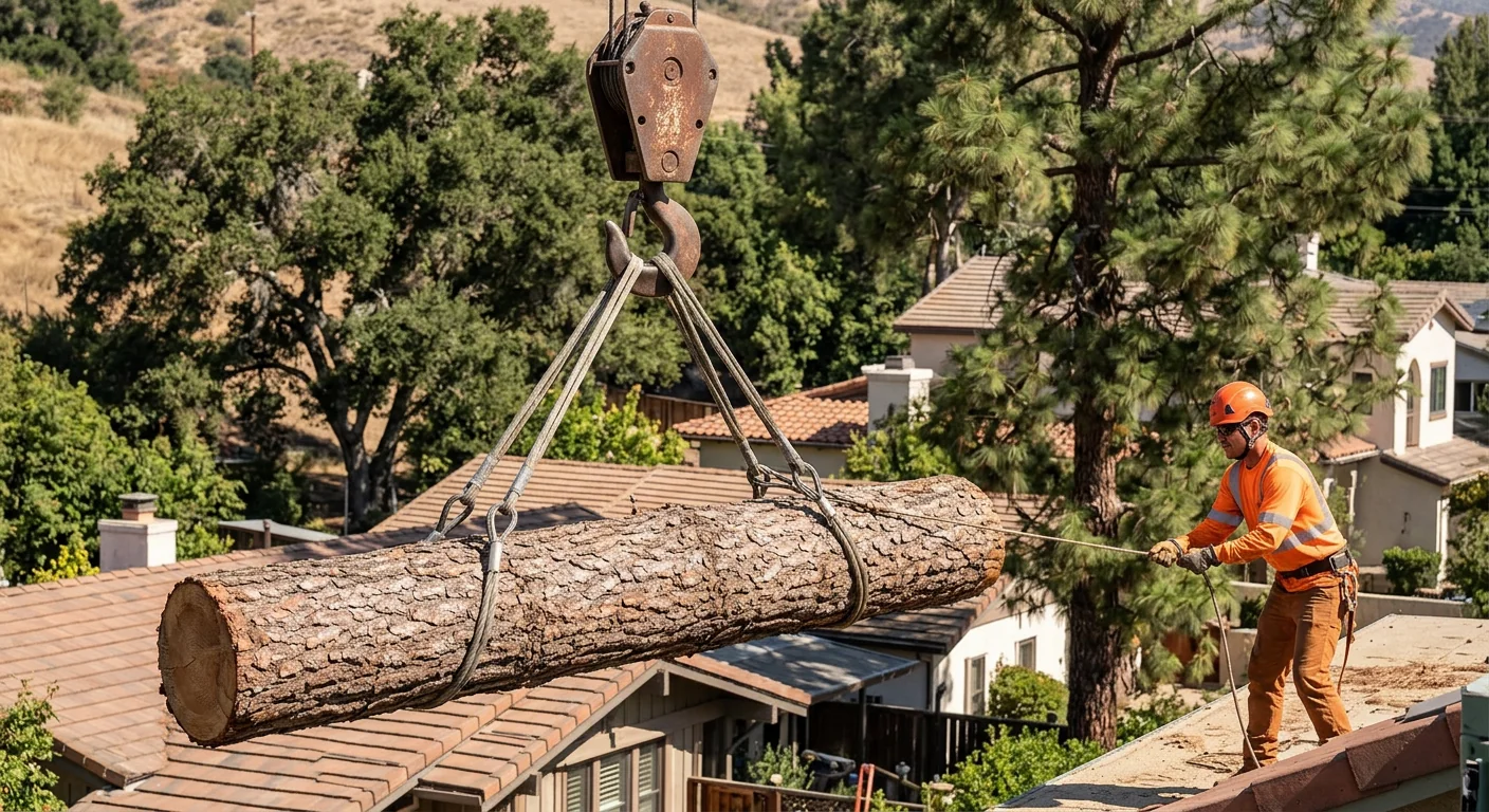 Backyard Pine Removal Over Residential Structures