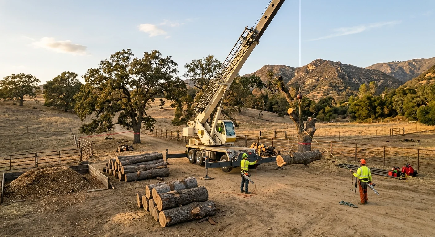 Ranch Property Multi-Tree Crane Removal in Ojai