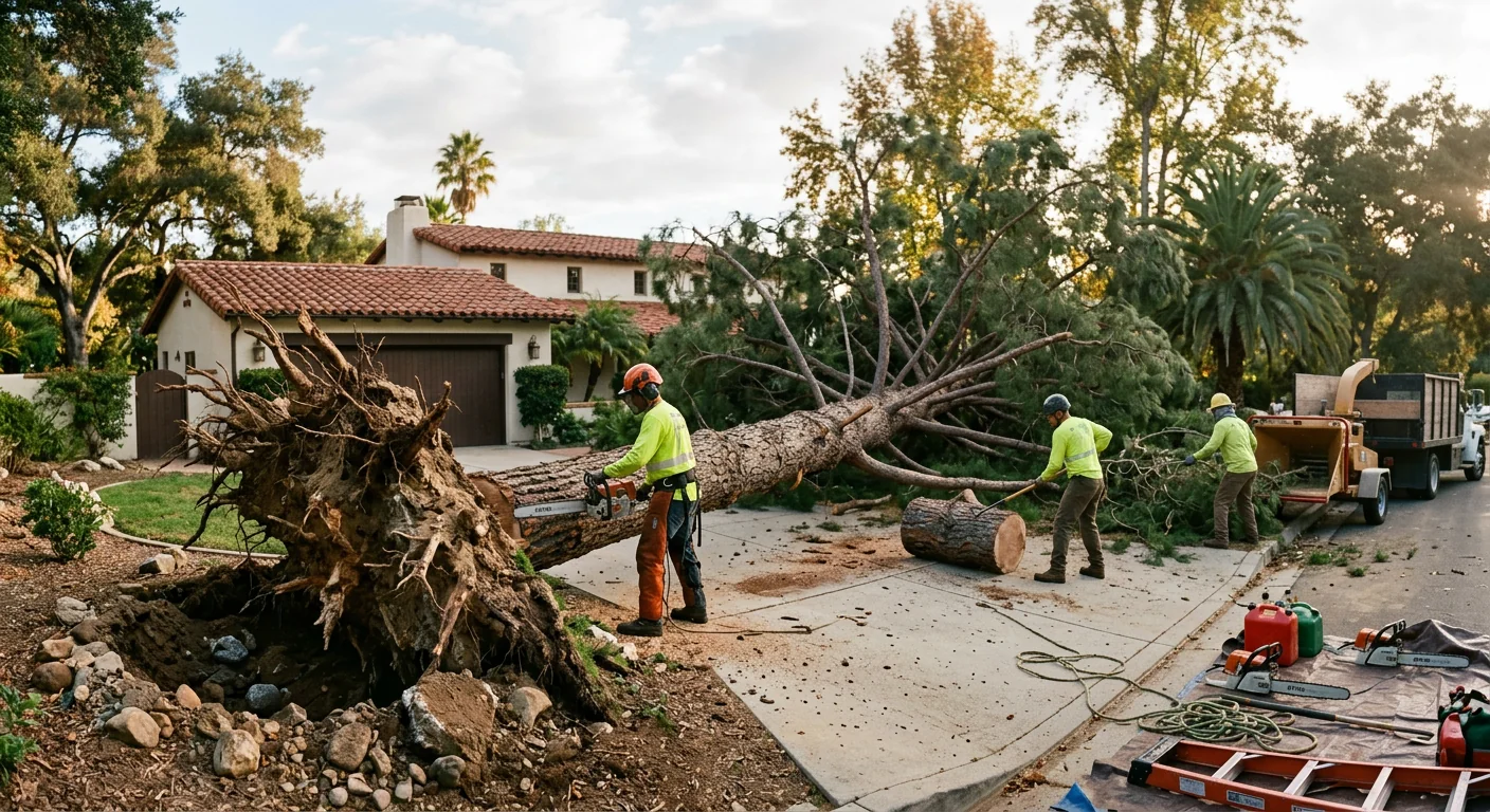 Uprooted Pine Cleared From Blocked Driveway
