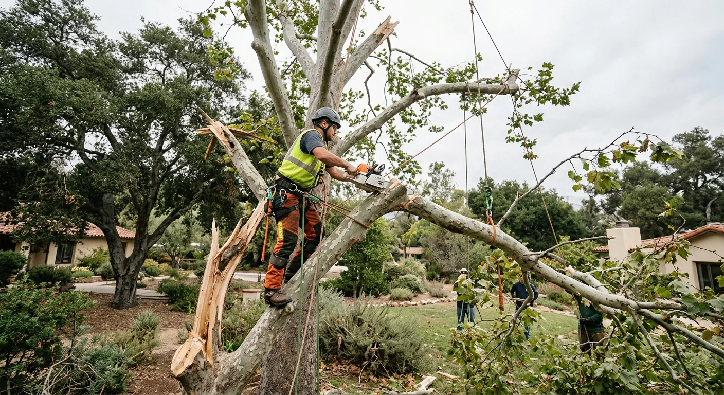 Storm-Damaged Sycamore Sectional Takedown
