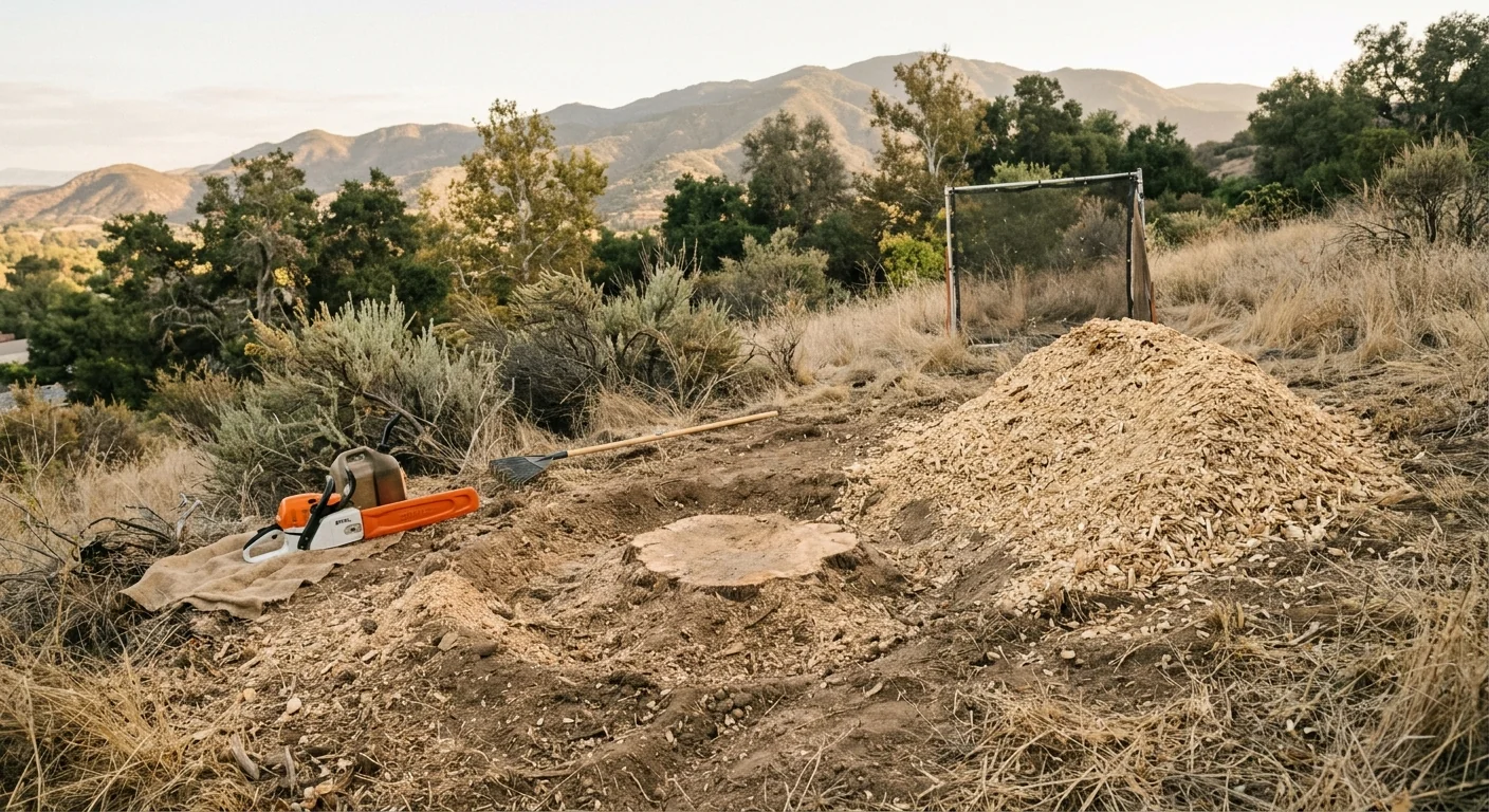 Hillside Oak Stump Removal on a Sloped Ojai Lot