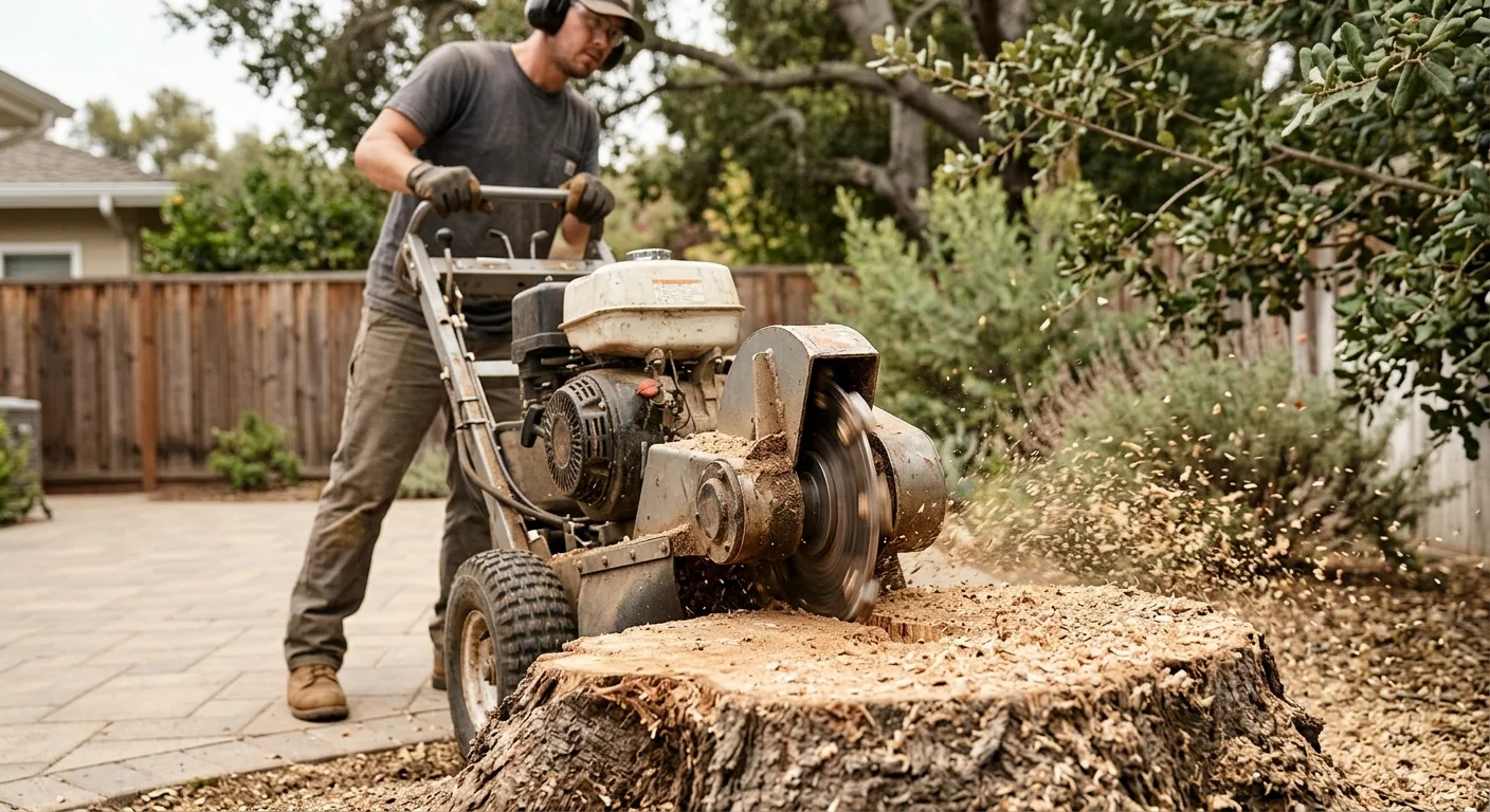Backyard Stump Grinding in a Tight Residential Space