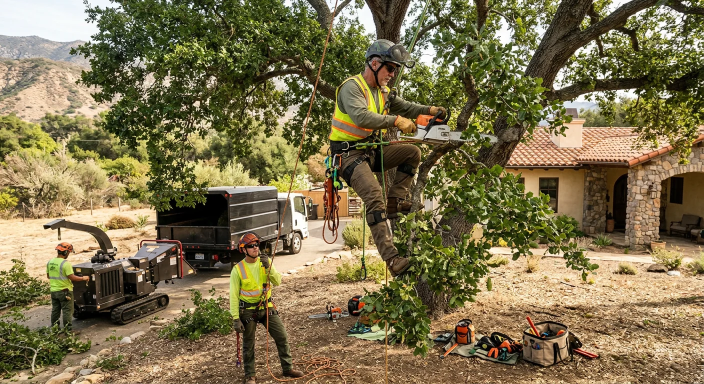 Cracked V-shaped branch union with included bark on a mature Ojai oak