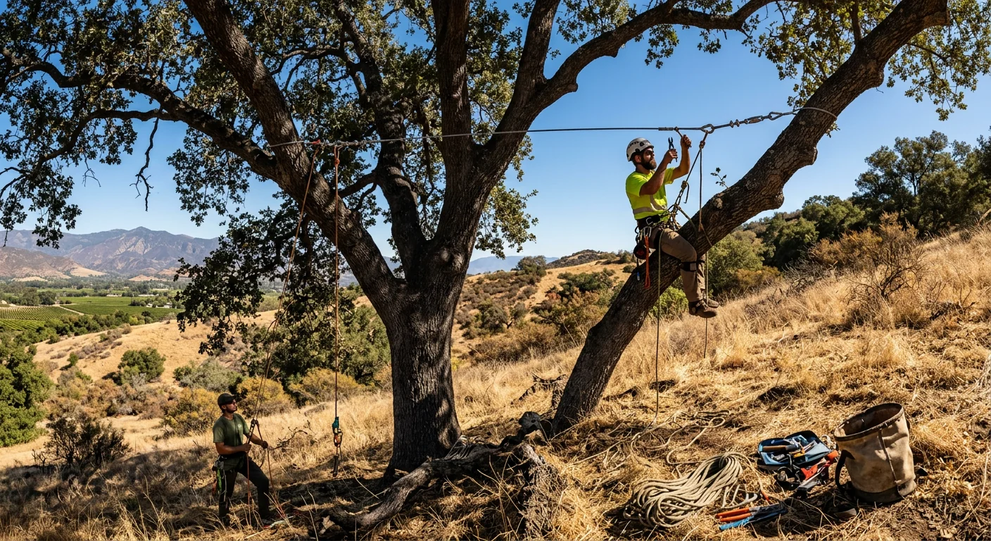 Mature Valley Oak Cabling on a Hillside Ojai Lot