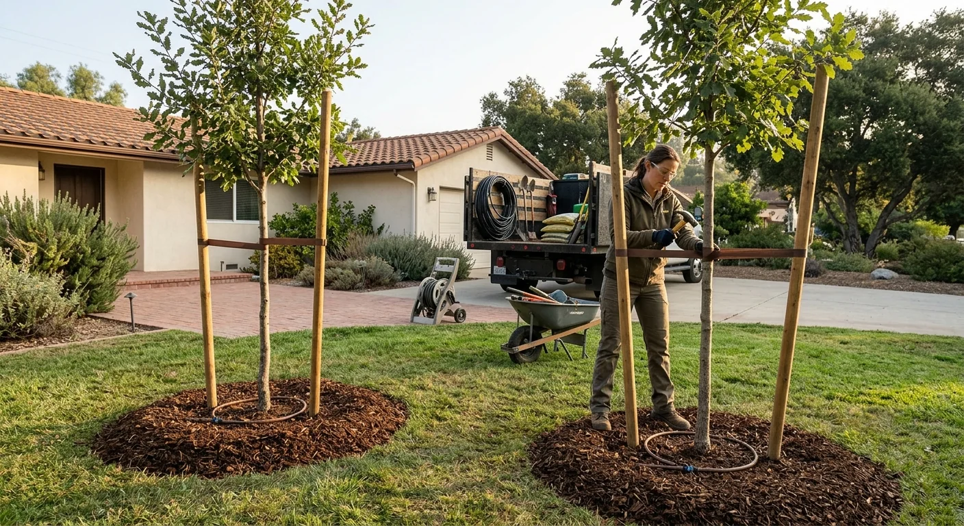 Residential Shade Tree Planting on a Level Backyard Lot