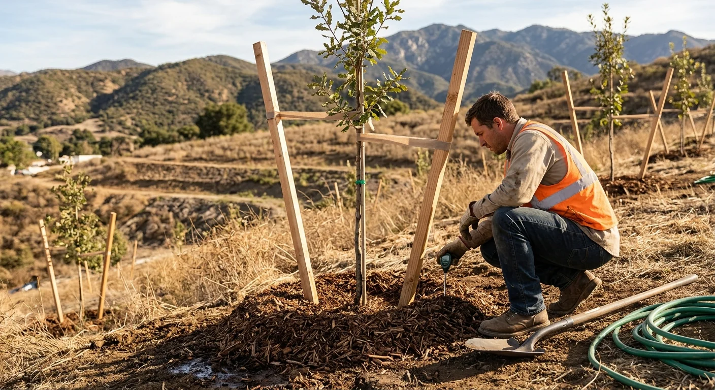 Hillside Slope Planting With Erosion-Control Staking