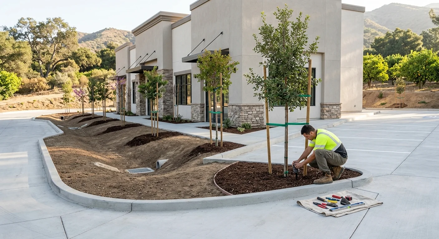 Commercial Frontage Planting With Drainage Correction
