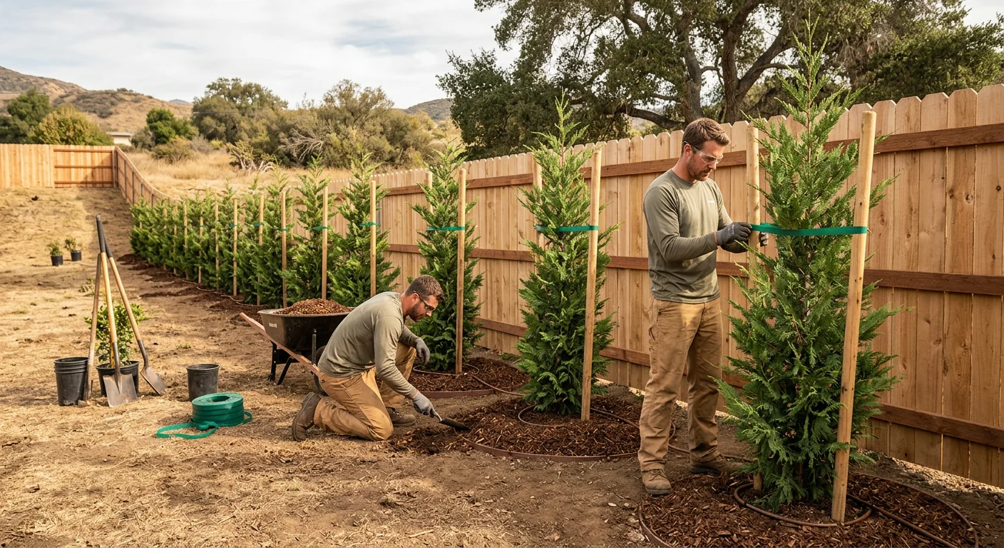 Privacy Screen Planting Along a Rear Property Line