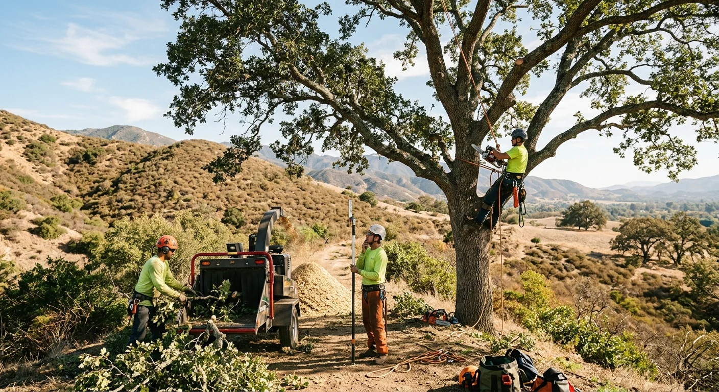 Coast Live Oak Crown Thinning on a Hillside Lot