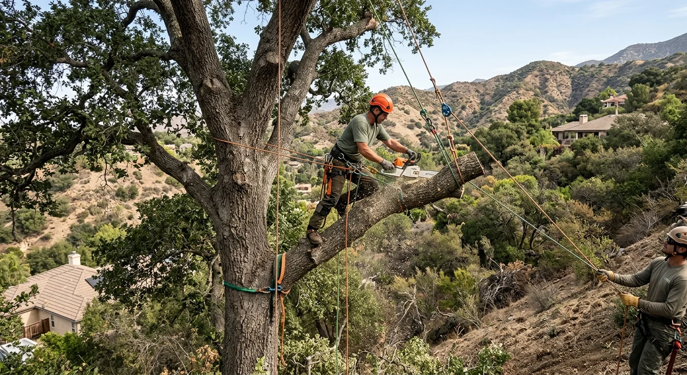 Hillside Oak Removal with Controlled Rigging