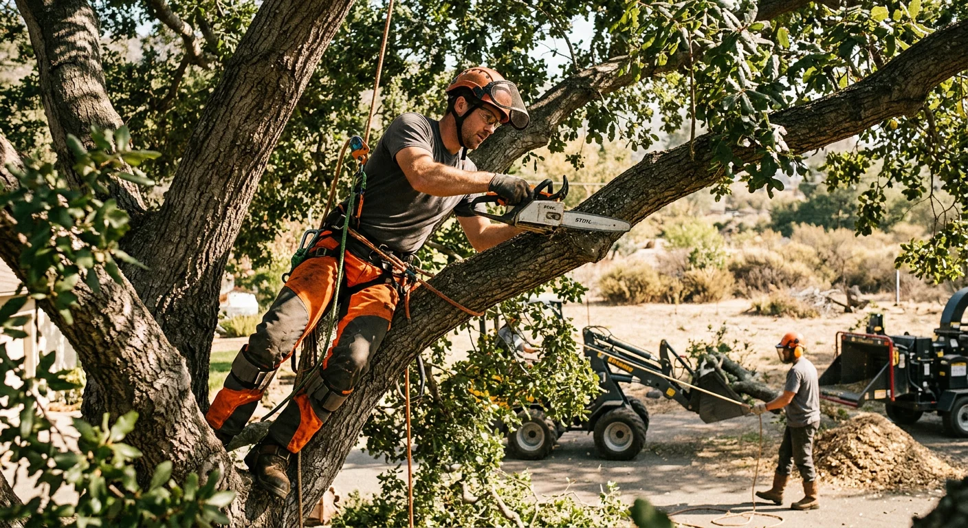 Technician taking a scheduling call for tree service