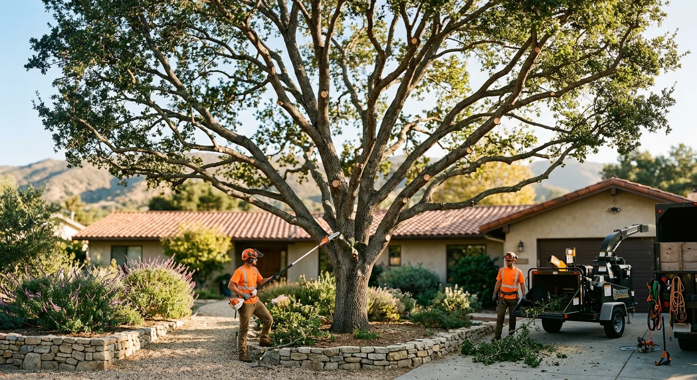 Coast Live Oak Crown Thinning on a Residential Lot